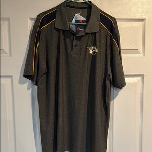 Nashville Predators Fanatics Gray and Blue Polo Shirt with Logo and Accents